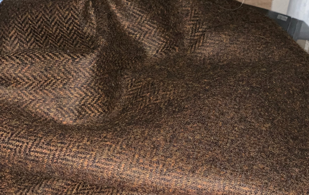 Russet & Pumpkin Herringbone Wool Tweed (Made in Ireland)