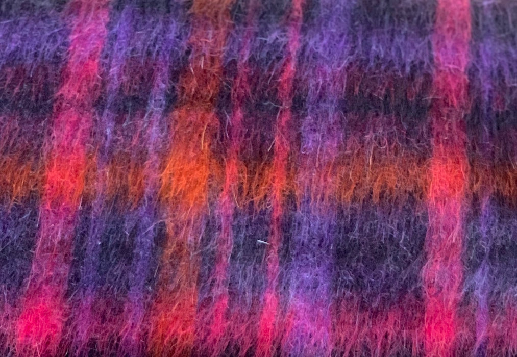 Magical Sunset Plaid Wool Blend Coating (Made in Italy)