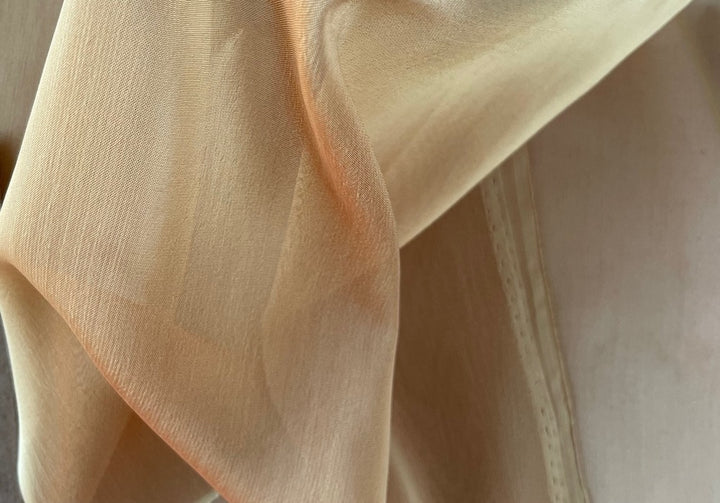 Sheer Iridescent Shimmering Rose Gold Crinkled Polyester Chiffon