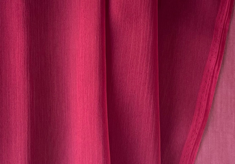 Sheer Iridescent Cranberry Blaze Crinkled Polyester Chiffon