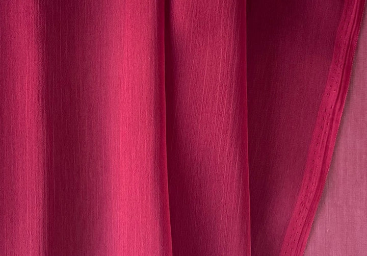 Sheer Iridescent Cranberry Blaze Crinkled Polyester Chiffon