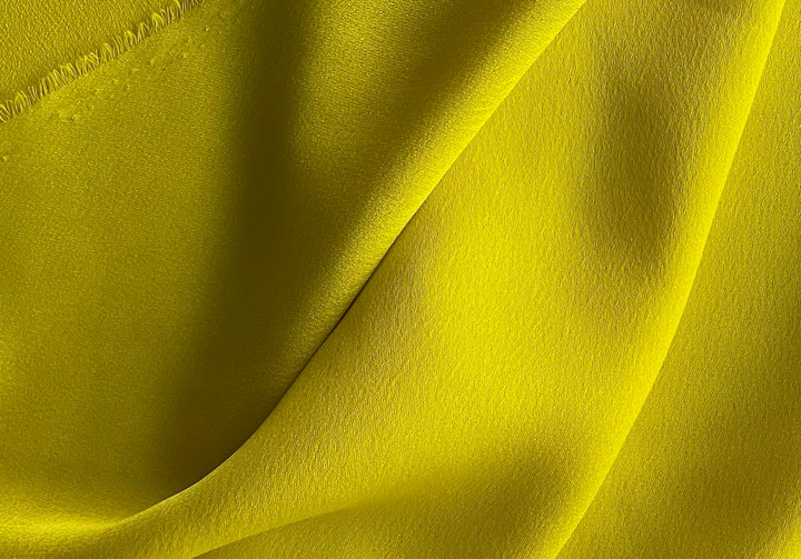 Electric Canary Sunrise Yellow Polyester Satin Crepe (Made in Italy)