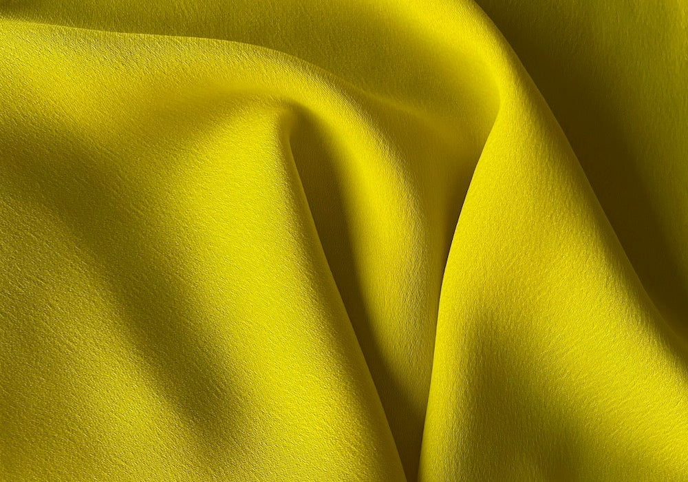 Electric Canary Sunrise Yellow Polyester Satin Crepe (Made in Italy)