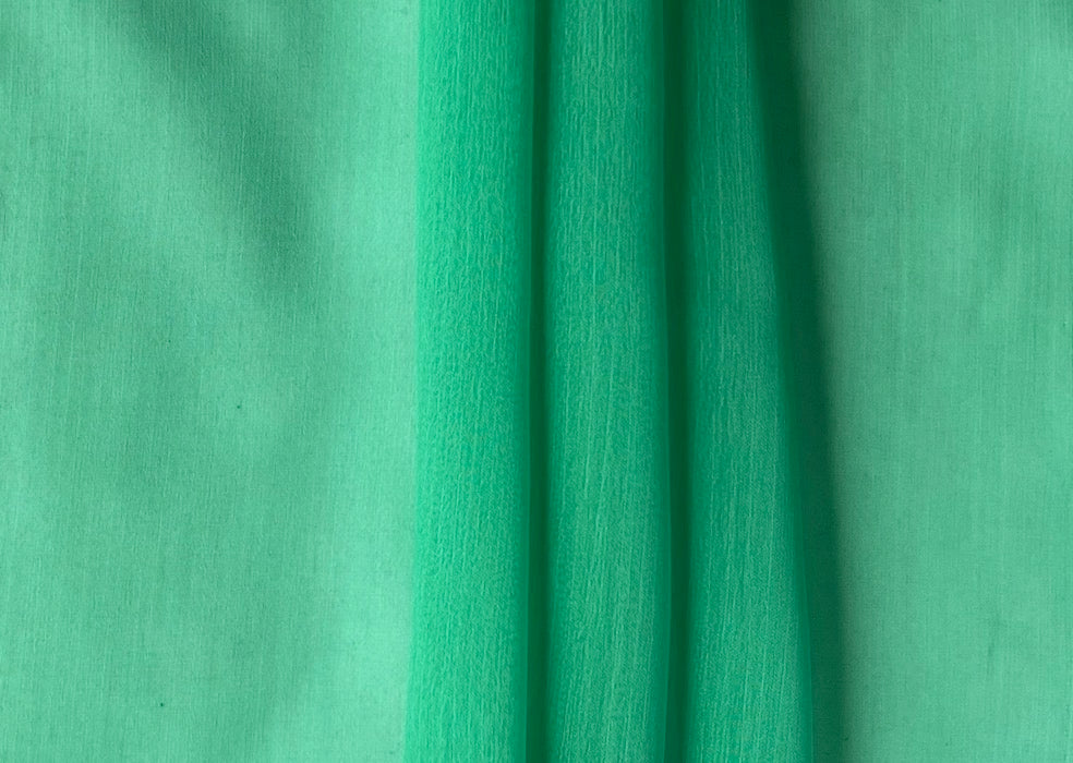 Sheer Iridescent Seafoam Mint Crinkled Polyester Chiffon