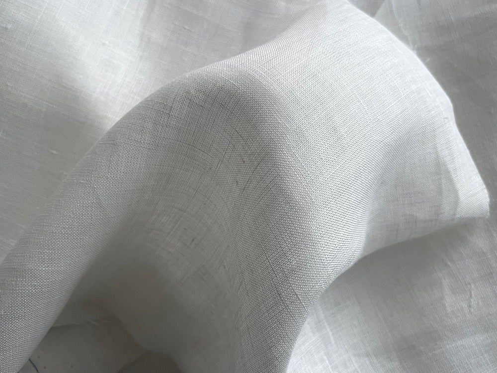 Semi-Sheer Soft Powder White Handkerchief Linen (Made in Italy)