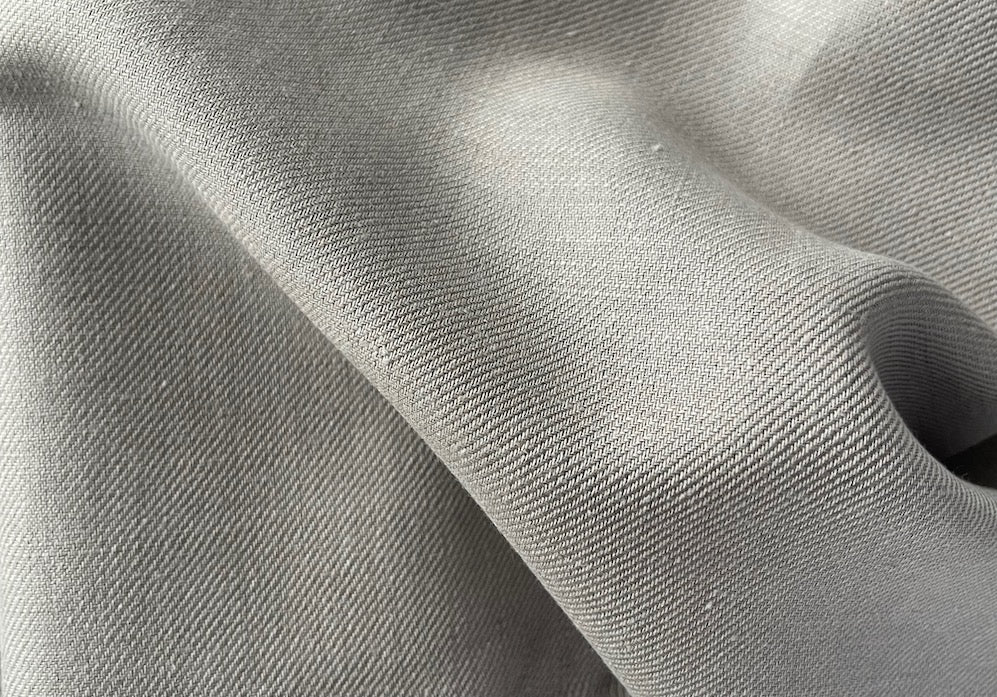 Stoned Greige Linen & Cotton Blend Twill (Made in Italy)
