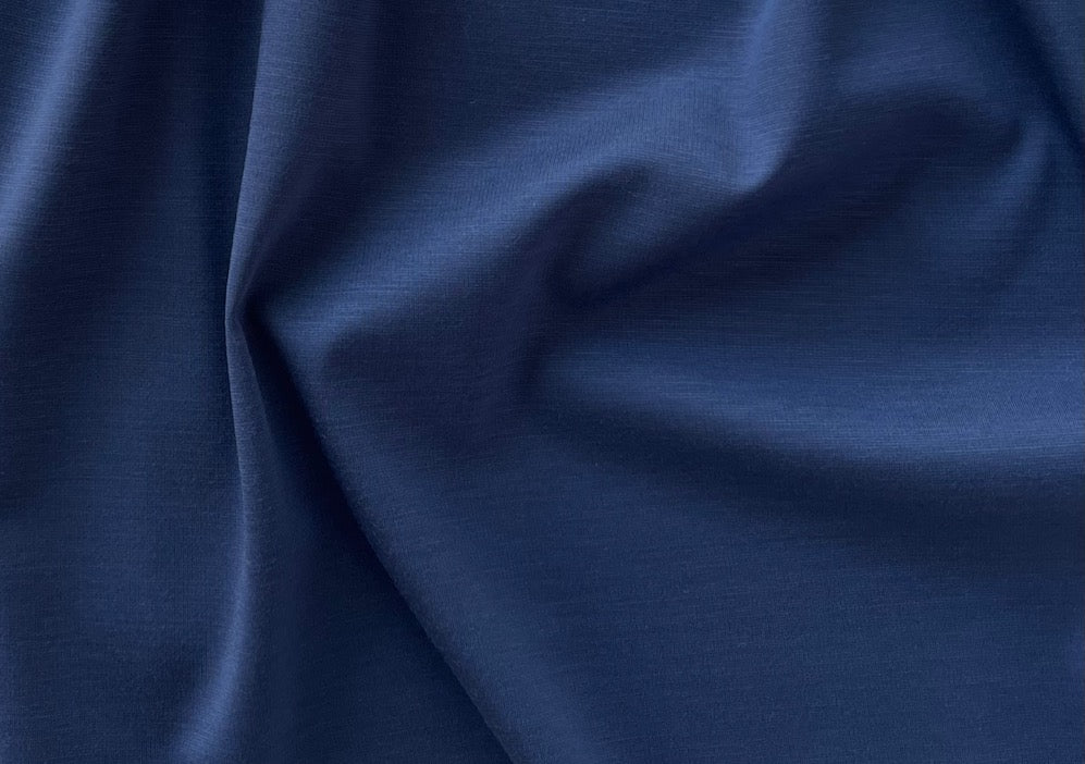 High-End Marine Blue Rayon Viscose Ponte Double-Knit (Made in Italy)