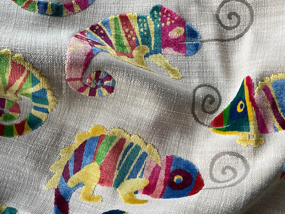 Velvety Rainbow-Colored, Striped Chameleons Polyester Blend