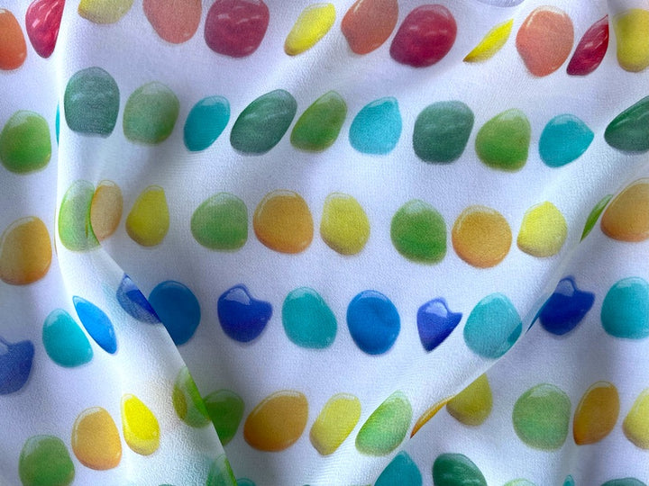 Sheer Charming Paint Droplets on Cloud White Silk Chiffon (Made in Italy)