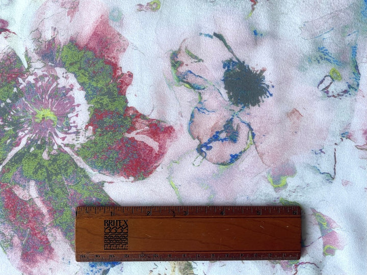 Semi-Sheer Romantic Floral Shadow Print Silk Crepe Georgette (Made in Italy)