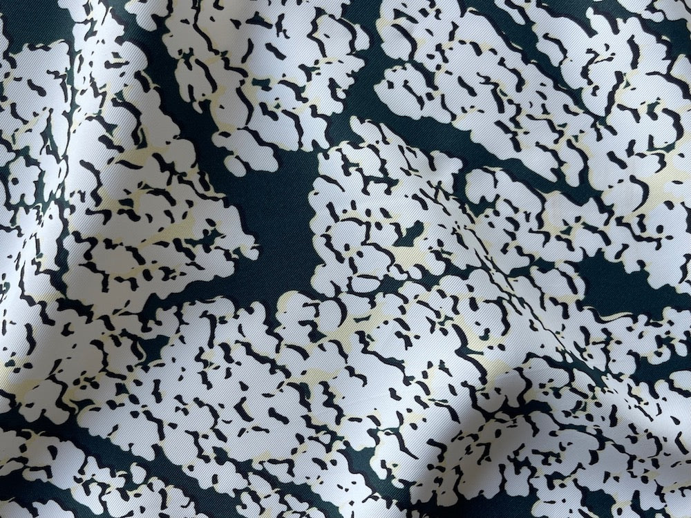 Chic Mottled Charcoal, White, & Lemon Ice Rayon Twill (Made in Italy)