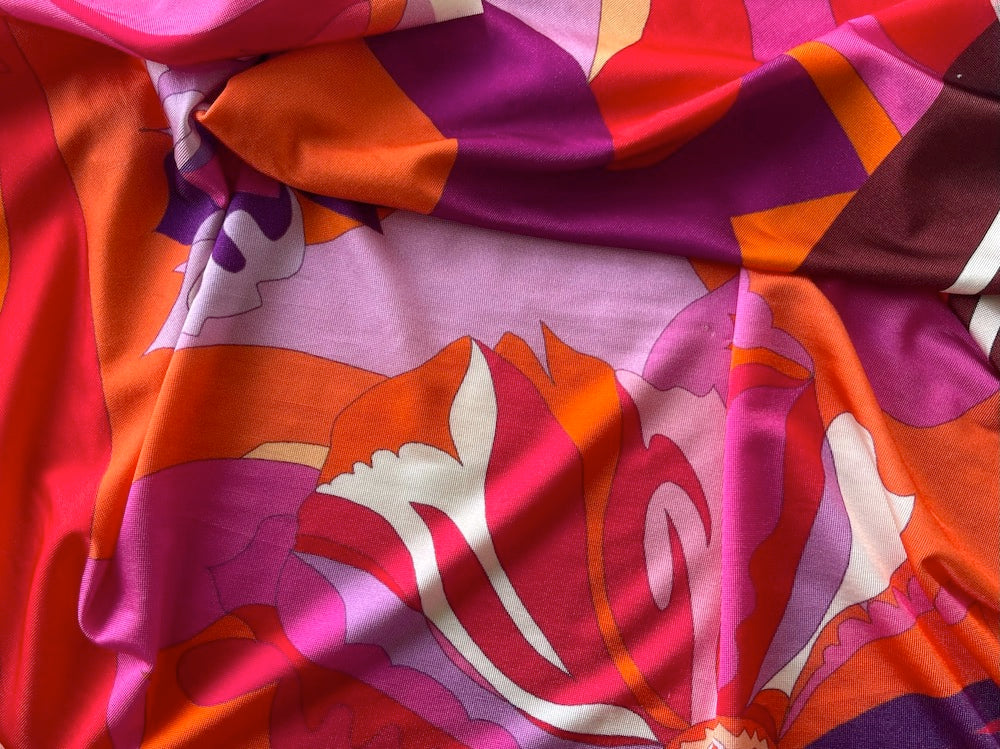 Border Print - Sinuous Joyous Kaleidoscopic Viscose Jersey Knit (Made in Italy)