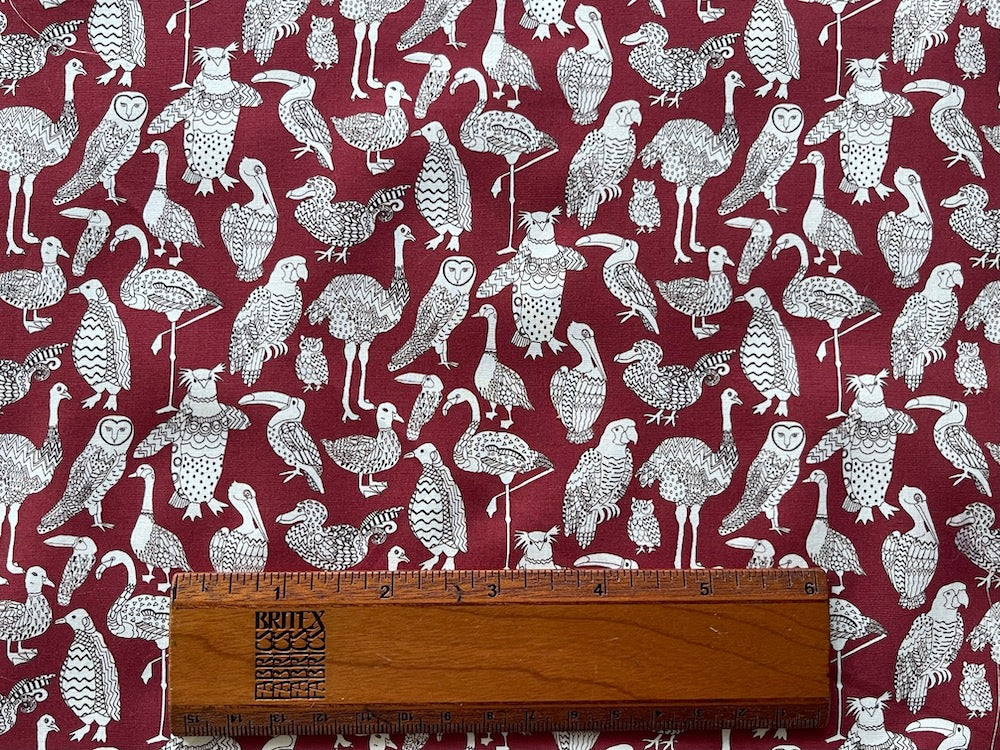 Liberty of London Avian Multitude Brick Red Cotton Poplin (Made in Italy)