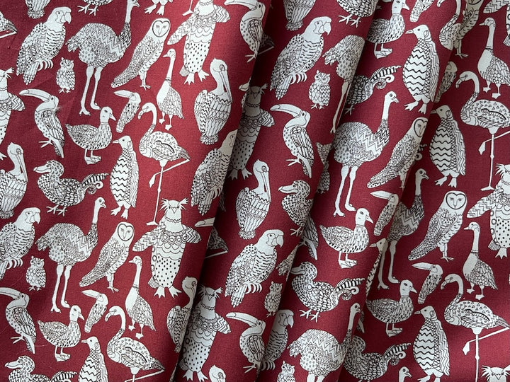 Liberty of London Avian Multitude Brick Red Cotton Poplin (Made in Italy)
