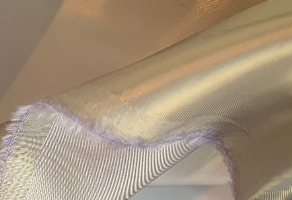 Iridescent Beige & Lavender Heavier Rayon Blend Satin Lining (Made in Italy)