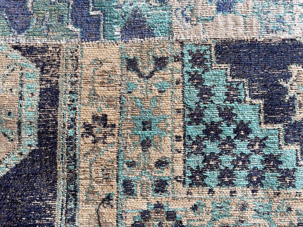 Cool Aquamarine Kilim-inspired Rayon Blend (Made in Turkey)