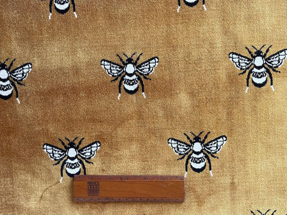Heavy-Weight Bee Kind Turmeric Polyester Blend Velvet