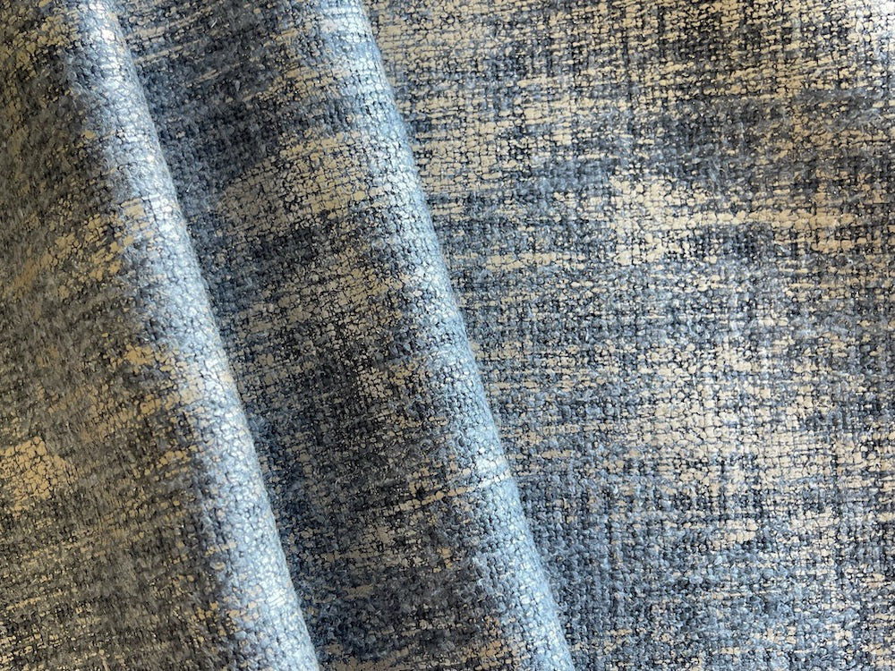Mock Raw Silk Pale Gold Lame Flecks on Whale Grey Polyester & Linen