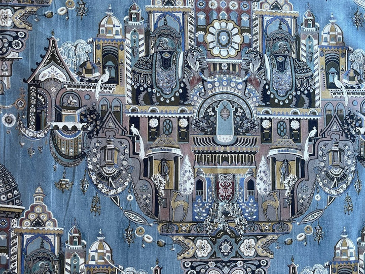 Heavenly Indian Paradise with Albino Peacocks, Elephants & Gazelles Cotton Canvas
