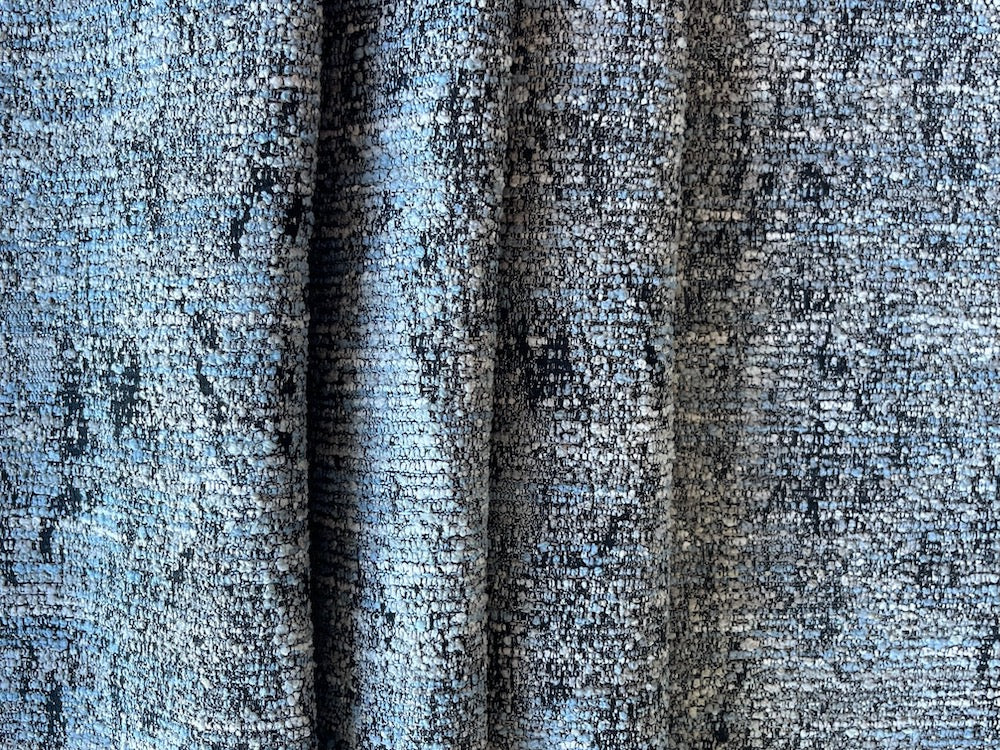 Modern Textured Chambray Blue Melody Polyester Tweed