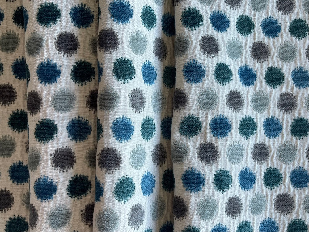 High-End Velvet Oceanic & Storm Cloud Grey Dots Cotton Blend