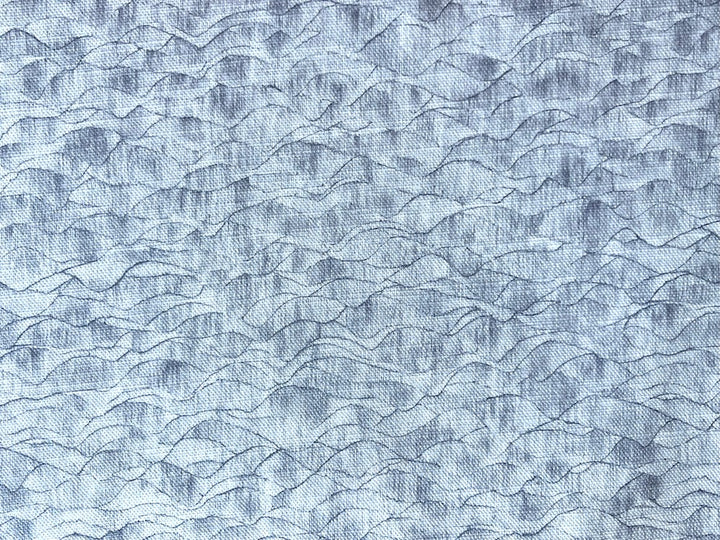 Smoke Grey Abstract Topographical Mountain Range Cotton Canvas
