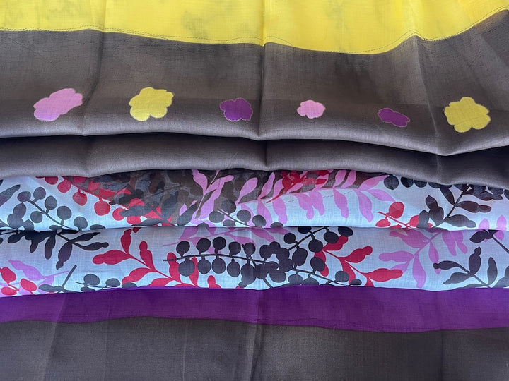 58" Panel - Parakian Floaty Magical Blooms & Vines Handkerchief Linen (Made in Italy)
