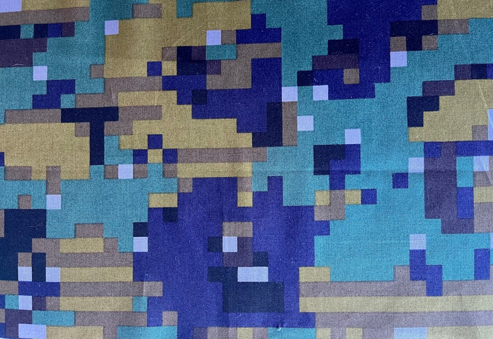 Muted Mondrian Meets Minecraft Cotton Poplin (Made in Japan)