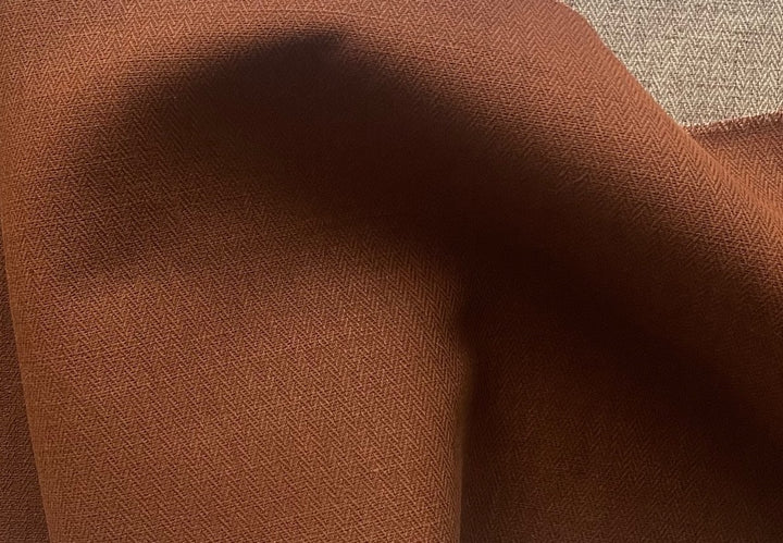 Luxury Couture Herringbone Dip Dyed Burnt Copper Linen & Cotton Canvas (Made in Italy)