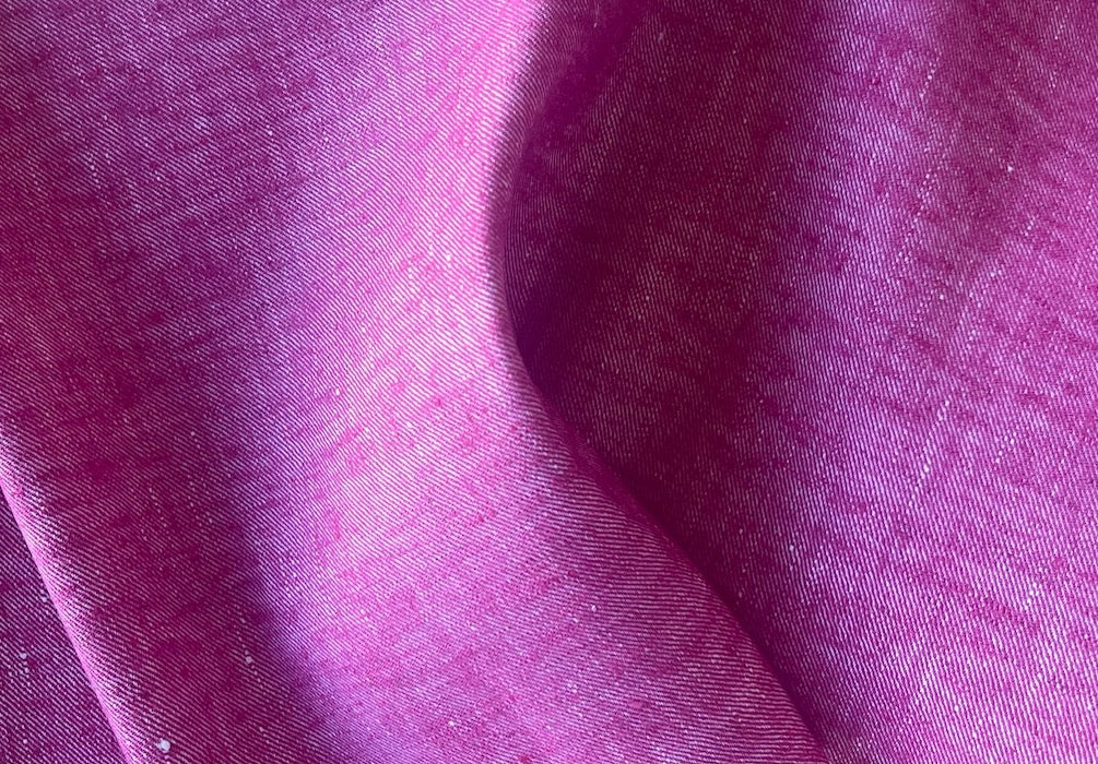 High-End Punch Pink Shot with White Stretch Linen Twill (Made in Italy)