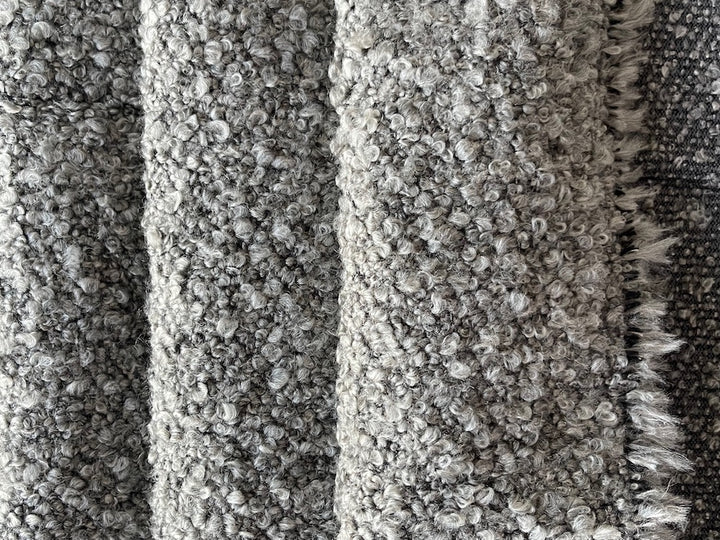Plush Silvery Storm Grey Polyester Bouclé (Made in Turkey)
