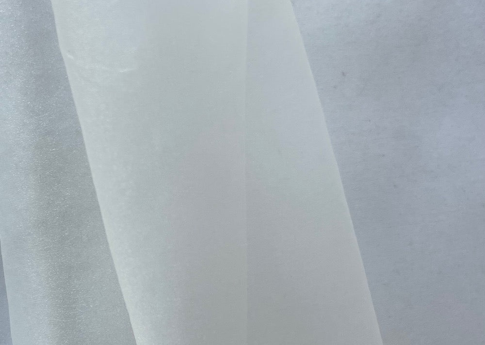 Sheer Pale Ivory Frost Polyester Organza (Made in Japan)