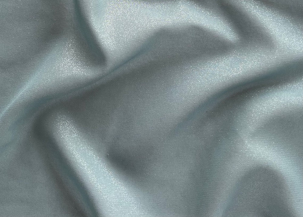 Semi-Sheer Metallic Stormy Aqua Polyester Chiffon