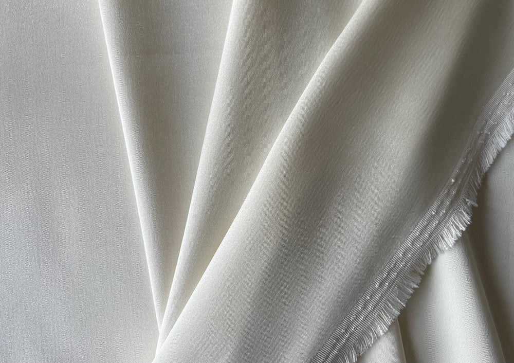 Pale Bone Stretch Polyester Crepe Back Satin