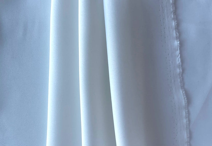 Lustrous Fluffy Cloud White 30mm 3-Ply Stretch Silk (Made in Italy)