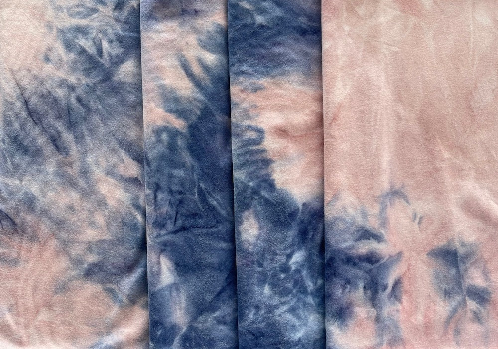 Supple Denim Blues & Ballet Blush Tie-Dye Polyester Knit