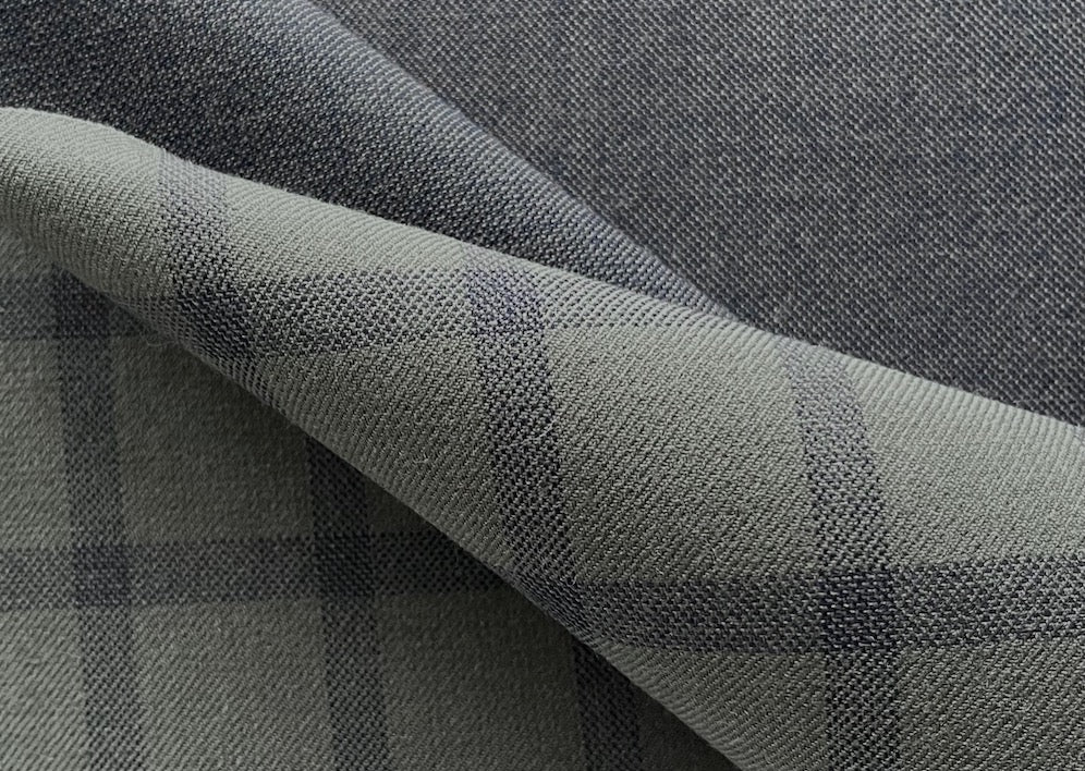 Reversible Olive & Soft Black Windowpane Check Wool Coating (Made in Italy)
