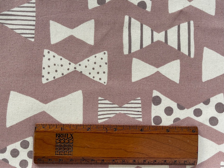 Dapper Bow Ties on Rosy Necco Wafer Brown Cotton canvas (Made in Japan)