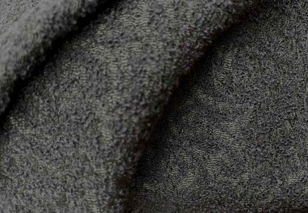 Midnight Black Wool & Alpaca Blend Boucle  (Made in Italy)