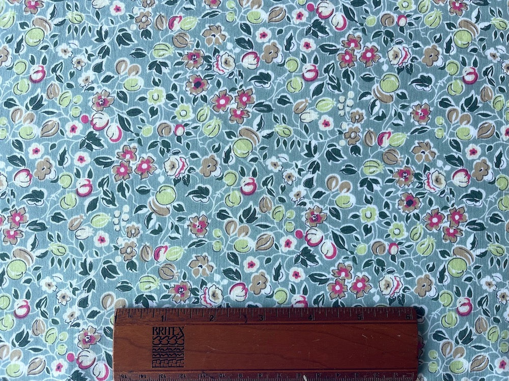 Semi-Sheer Flowering & Fruiting Trees Delicate Pistachio Green Organic Cotton Voile (Made in Italy)