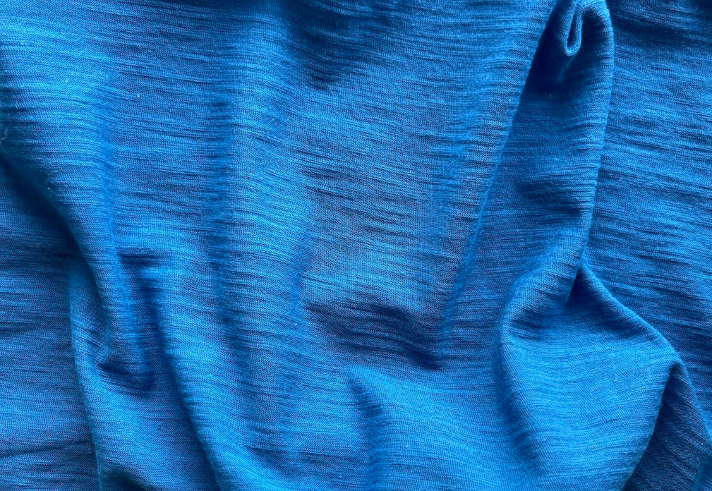Semi-Sheer Lapis Blue Cotton Jersey Knit (Made in Japan)