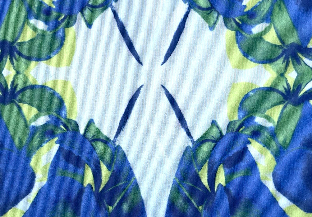 Parosh Cool Blue Garden Polyester Scuba Knit (Made in Italy)
