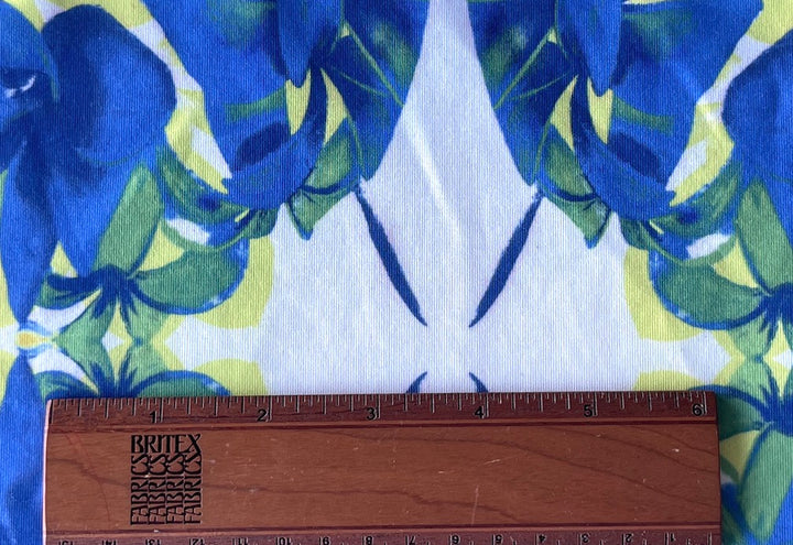Parosh Cool Blue Garden Polyester Scuba Knit (Made in Italy)