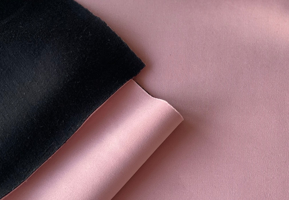 Reversible Flamingo & Black Polyester Blend Scuba Knit