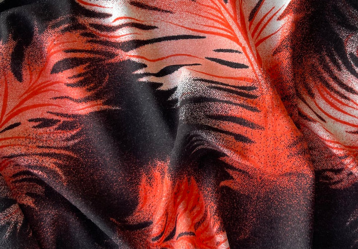 Sunset Phoenix Leaves Viscose Knit (Made in Italy)