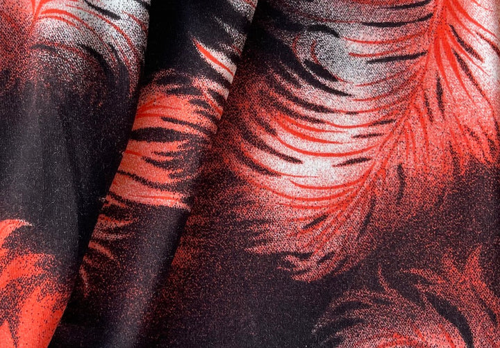 Sunset Phoenix Leaves Viscose Knit (Made in Italy)