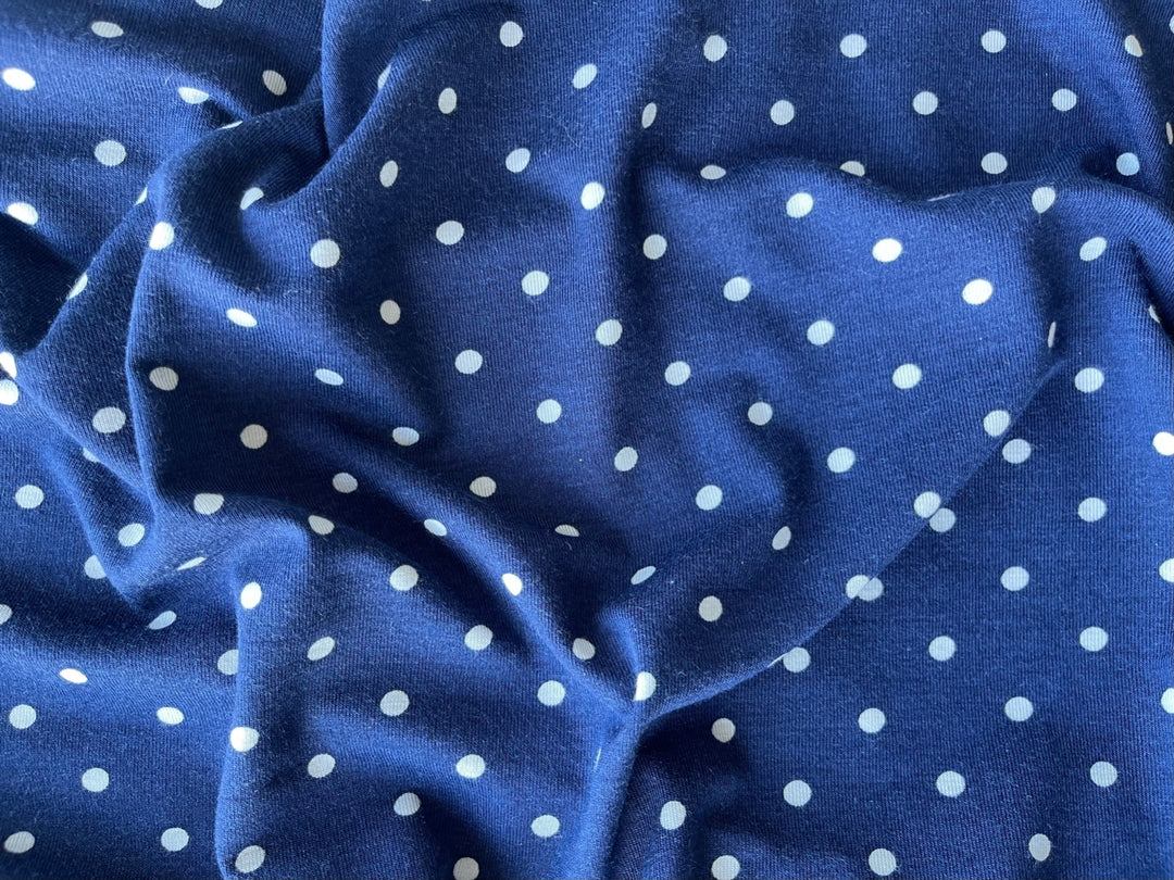 Classic Dotted Bright Navy Viscose Knit (Made in Italy)