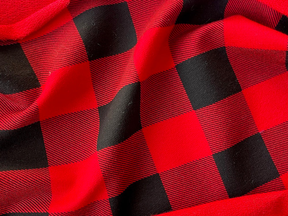 Playful Black & Red French Terry Viscose Knit (Made in Italy)