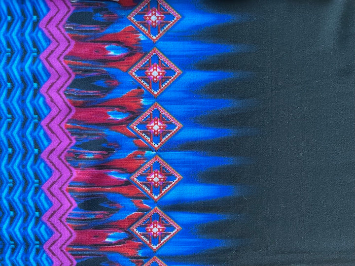 Double-Bordered Geometric Zig-Zag Nylon Swimsuit Knit