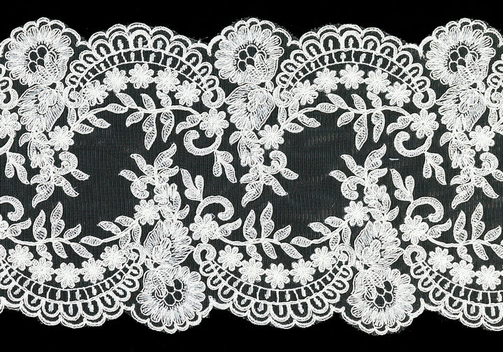 9" Floral Ivory Alençon Galloon Lace